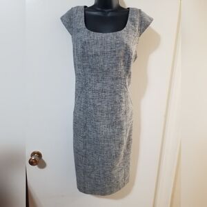 Ann Taylor Sheath Dress Grey Tweed Size 8